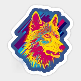 Pop Art Wolf Head Sticker